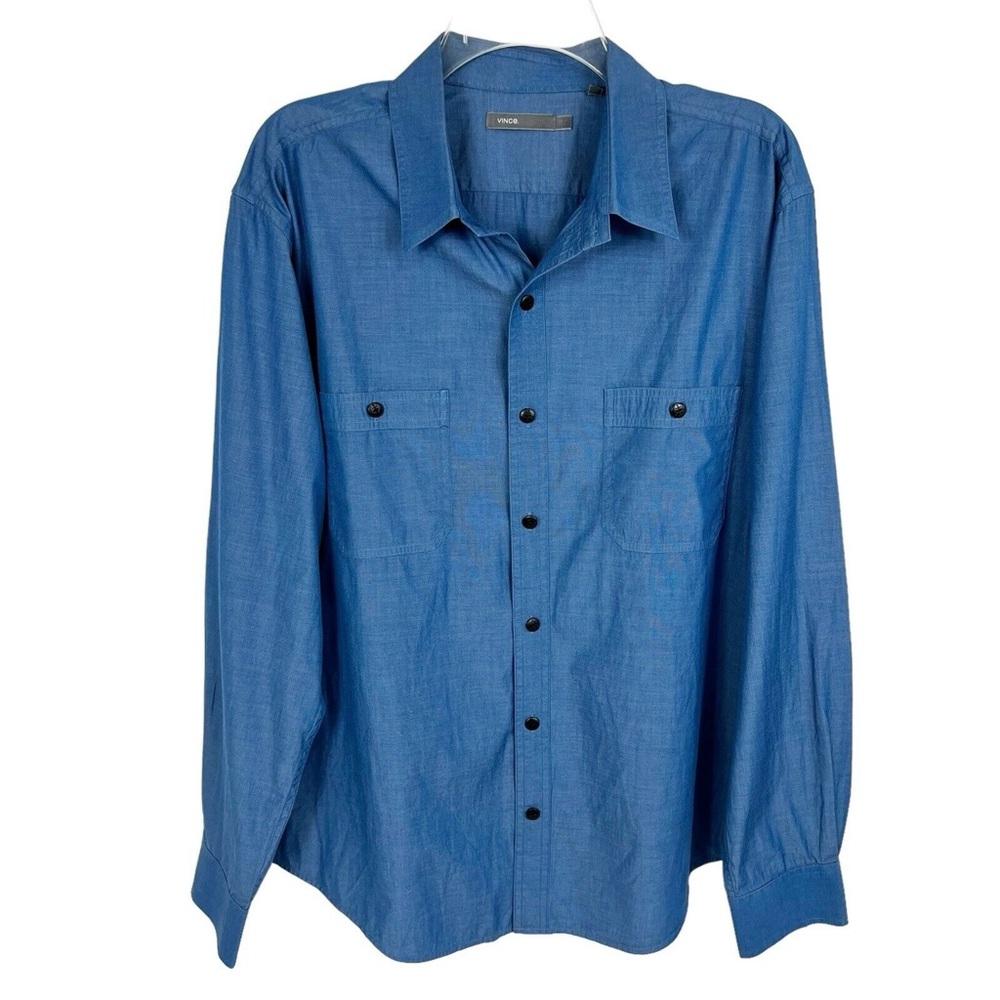 Vince Blue Chambray Long Sleeve Casual Button Shirt Men’s Size Large.